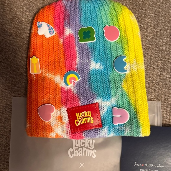 Lucky Charms Rainbow Tie Dye beanie with charms - limited edition - Picture 3 of 3